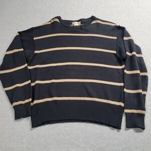 Christian Dior Size Medium‎ Sweater Striped Black Tan Long Sleeved Cotton Blend